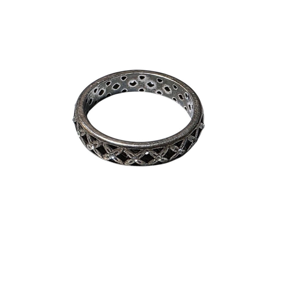 Silver Band With CZ Stones Ring